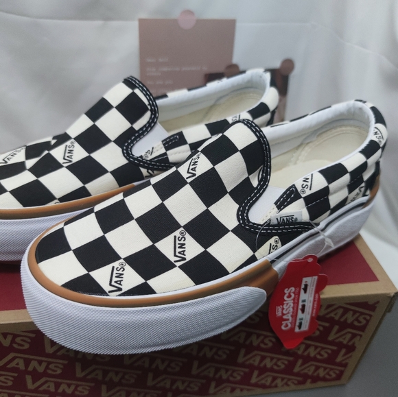 VANS Stacked Checkerboard Slip On Canvas Shoes